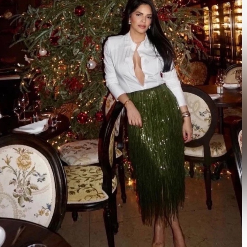 Zara ZW collection Limited Edition  Green Fringe Skirt